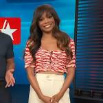 Zuri’s redtiger stripe tweed top on Access Hollywood