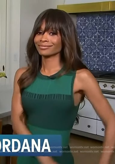 Zuri’s green ribbed sleeveless dress on Access Hollywood