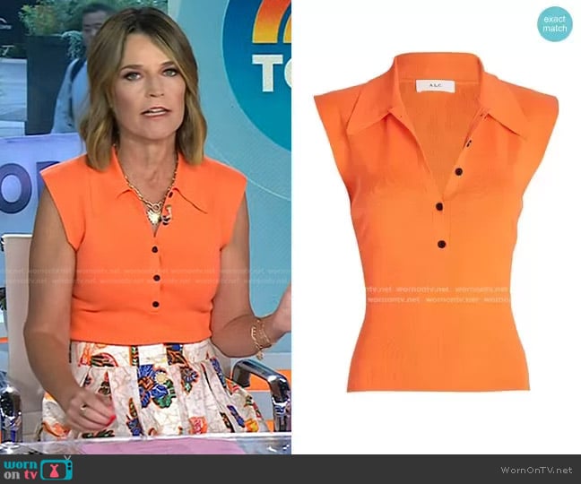 WornOnTV: Savannah’s orange top and bird print skirt on Today ...