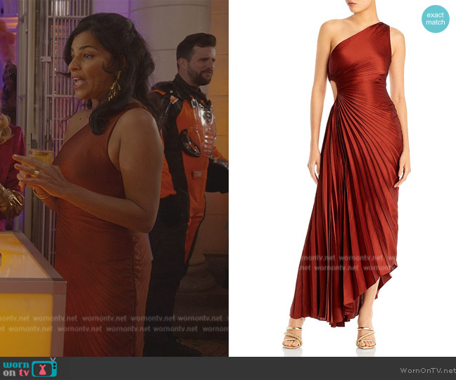 A.L.C. Delfina Asymmetric Side Cutout Dress worn by Seema Patel (Sarita Choudhury) on And Just Like That