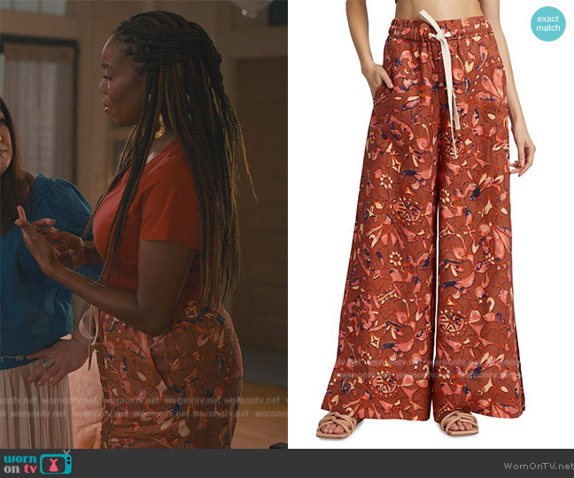 A.L.C. Naia Linen Wide-Leg Pants worn by Helen Decatur (Heather Headley) on Sweet Magnolias