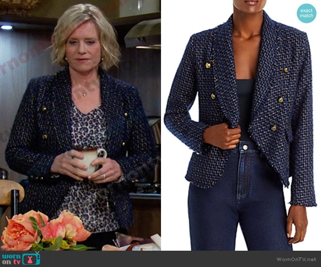 Aqua Cutaway Tweed Jacket worn by Kayla Brady (Mary Beth Evans) on Days of our Lives