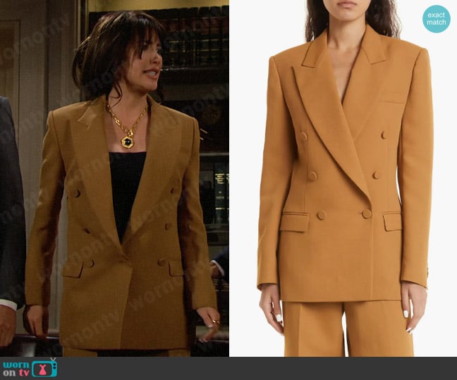 Aknvas Hauser Double-Breasted Blazer worn by Steffy Forrester (Jacqueline MacInnes Wood) on The Bold and the Beautiful