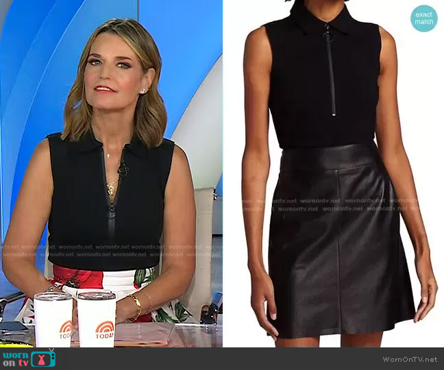 WornOnTV: Savannah’s black zip top and poppy print skirt on Today ...