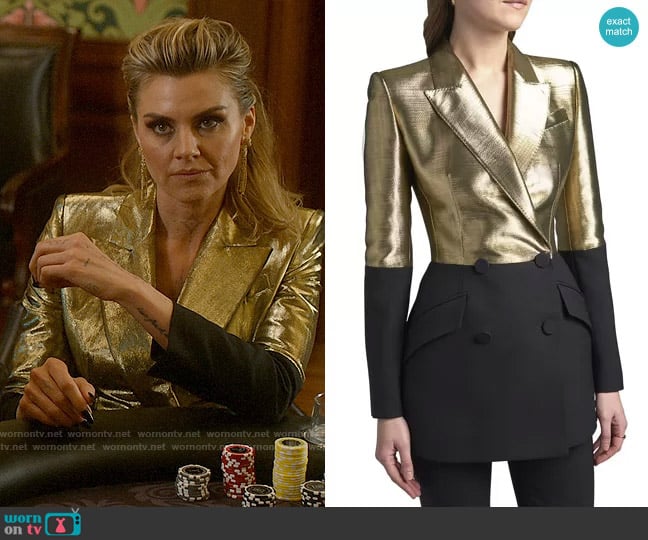 Alexander McQueen Bicolor Double-Breasted Blazer worn by Veronica Caron (Eliza Coupe) on So Help Me Todd