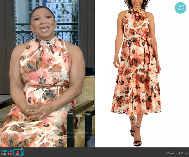 Anne Klein Tie Neck Midi Dress worn by Deja Vu on Live with Kelly and Mark