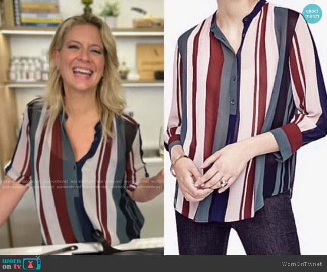 Ann Taylor Stripe Popover Top worn by Amanda Freitag on Good Morning America
