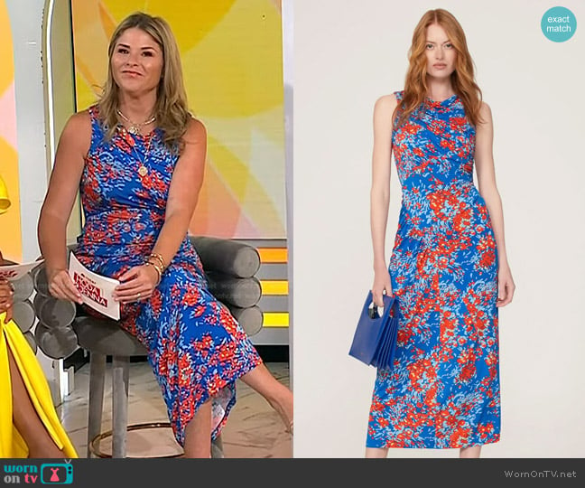 Atlein Collective Ruched Floral Midi Dress worn by Jenna Bush Hager on Today