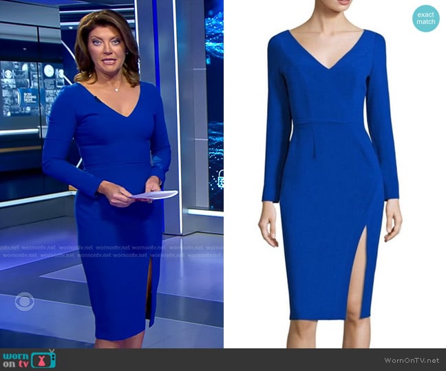 Black Halo Gilda Dress worn by Norah O'Donnell on CBS Evening News