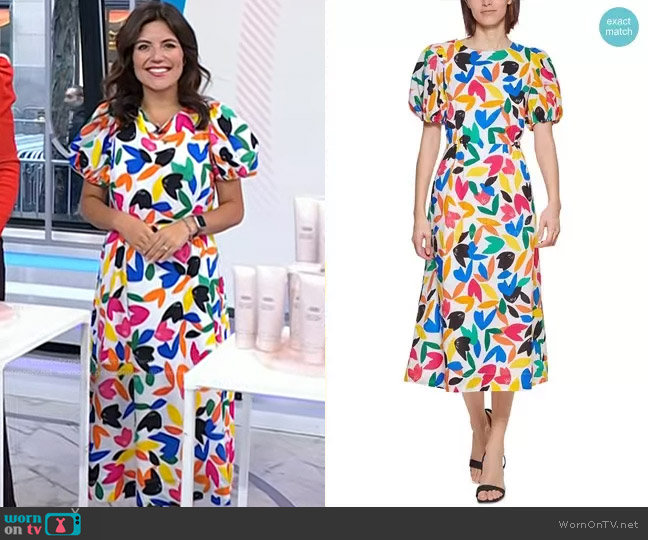 WornOnTV: Adrianna’s multicolor floral puff sleeve dress on Today ...