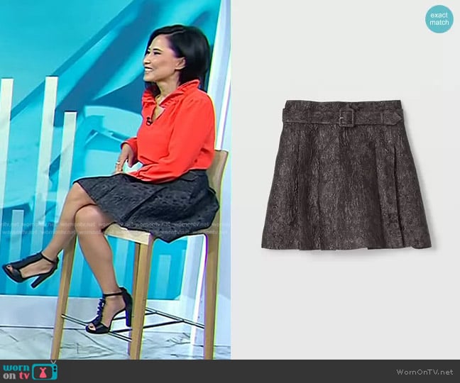 Club Monaco Brocade Mini Skirt worn by Vicky Nguyen on Today