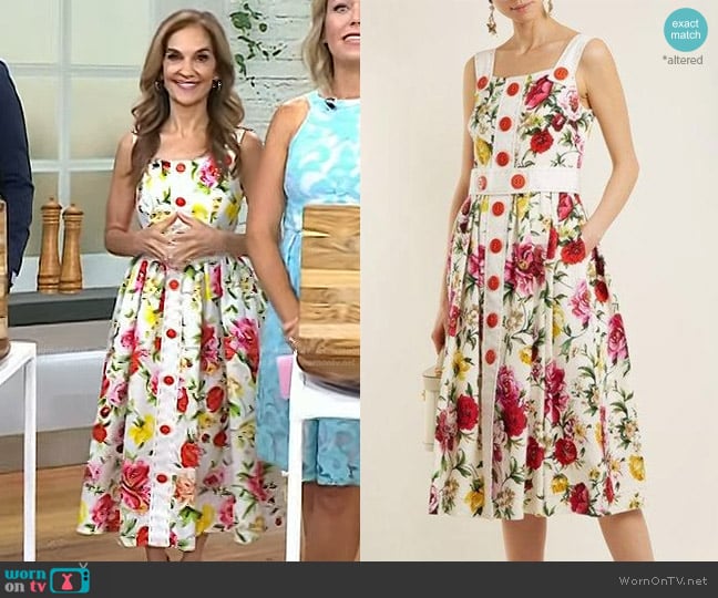 Dolce & Gabbana Floral-brocade Button-detail Midi Dress worn by Joy Bauer on Today