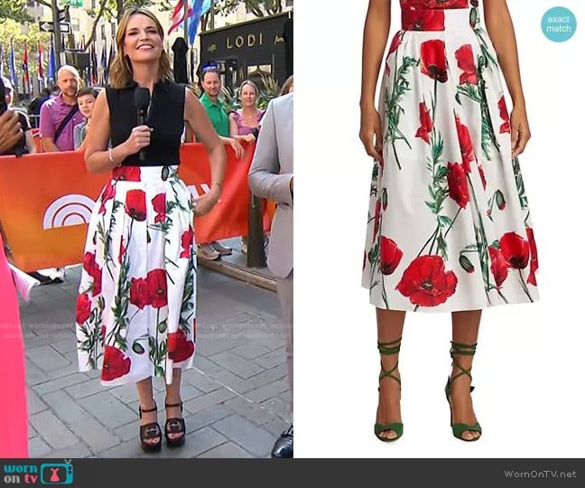 Dolce & Gabbana Poppy Print Midi-Skirt worn by Savannah Guthrie on Today