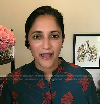 Dr Kavita Patel's teal printed blouse on NBC News Daily