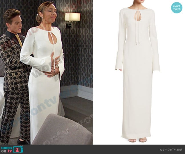 Et Ochs Gabriella Column Gown worn by Gwen Rizczech (Emily O'Brien) on Days of our Lives