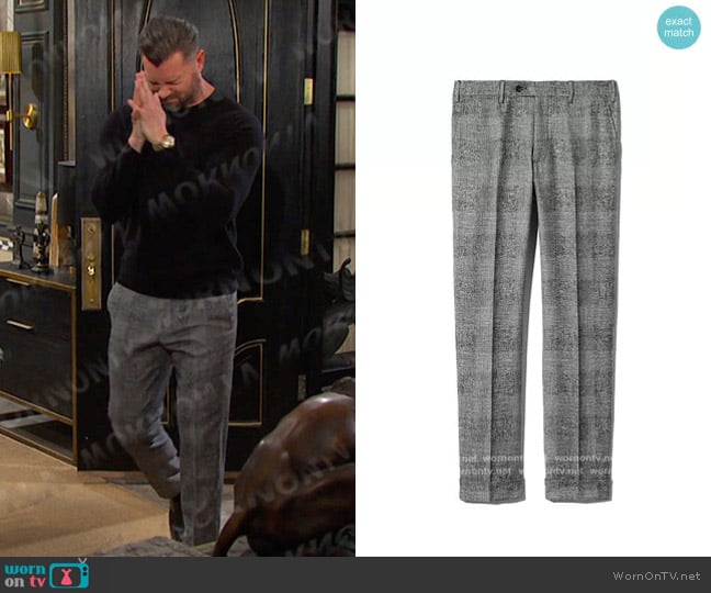 Emporio Armani Prince of Wales Check Slim Pants worn by EJ DiMera (Dan Feuerriegel) on Days of our Lives