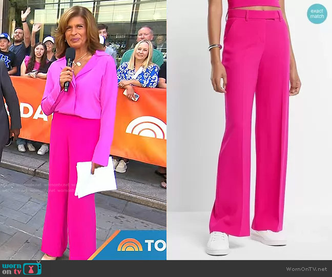 Express Editor Mid Rise Relaxed Trouser Pant in Neon Berry worn by Hoda Kotb on Today