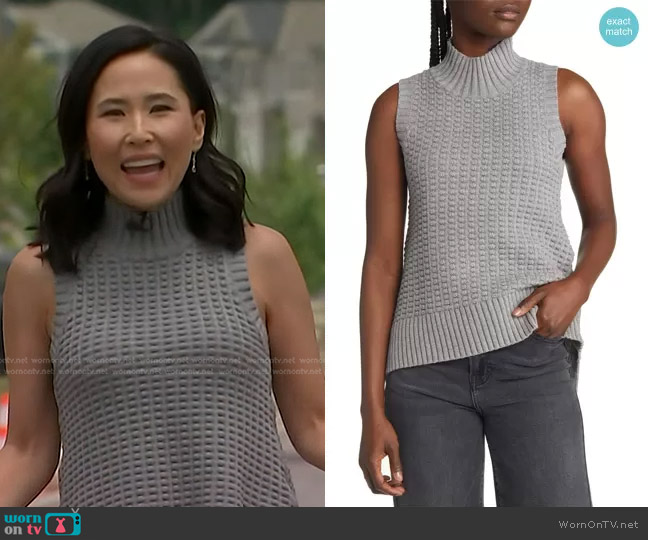 French Connection Mozart Popcorn Stitch Sleeveless Cotton Sweater worn by Vicky Nguyen on Today