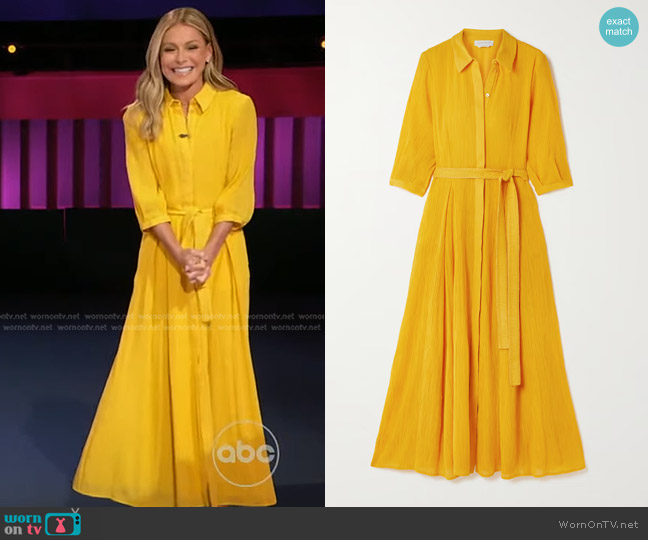 Gabriela Hearst Andy Belted Gauze Dress worn by Kelly Ripa on Generation Gap