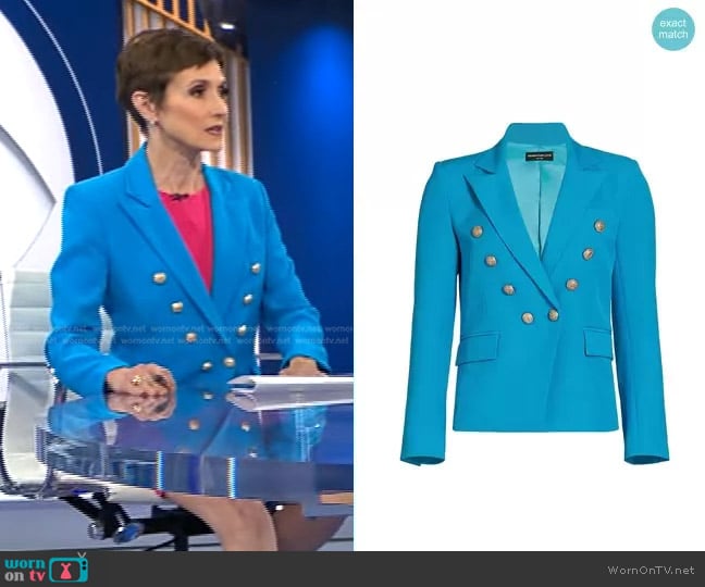 Generation Love Delilah Blazer in Amalfi Blue worn by Catherine Herridge on CBS Evening News