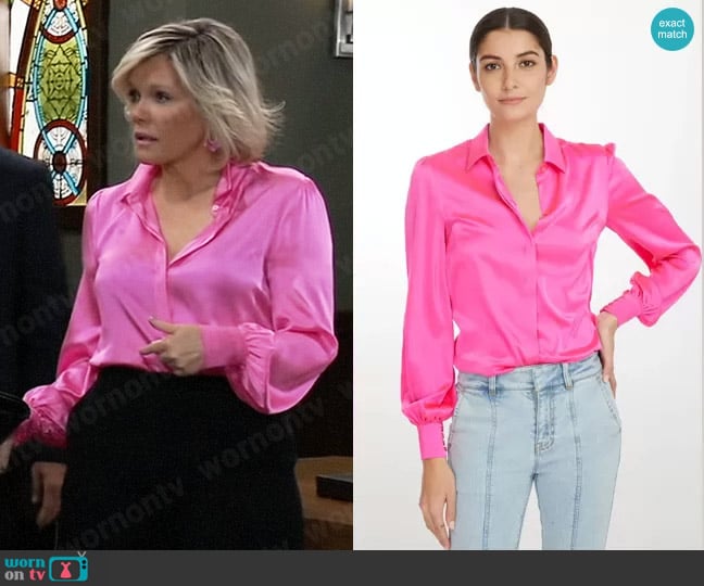 Generation Love Maxwell Blouse in Shocking Pink worn by Ava Jerome (Maura West) on General Hospital