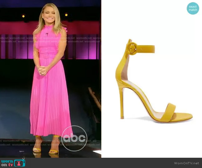 Gianvito Rossi Portofino Leather Sandals worn by Kelly Ripa on Generation Gap