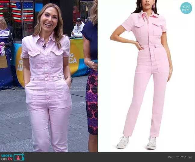 Good American Fit for Success Jumpsuit in Minera Rose Quartz worn by Lori Bergamotto on Good Morning America