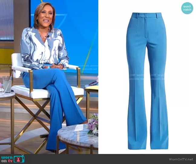 WornOnTV: Robin’s blue marbled blouse and pants on Good Morning America ...