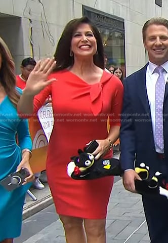 Holly Thompson’s red tie neckline dress on Today