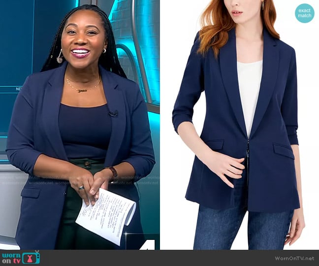 INC International Concepts Menswear Blazer in Indigo Sea worn by Kay Angrum on NBC News Daily