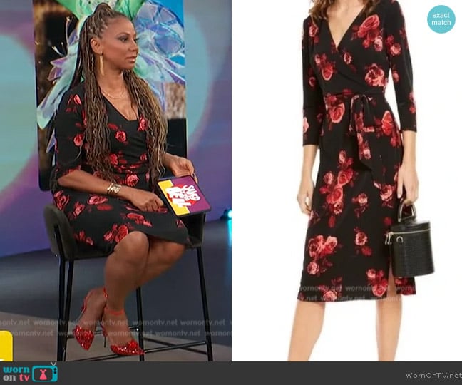 INC International Concepts Floral Print Midi Dress worn by Holly Robinson on Access Hollywood