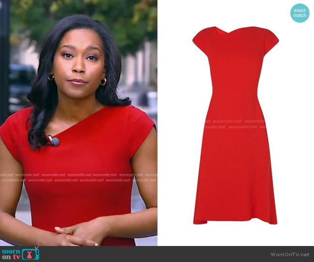 WornOnTV: Rachel’s red asymmetric neck dress on Good Morning America ...