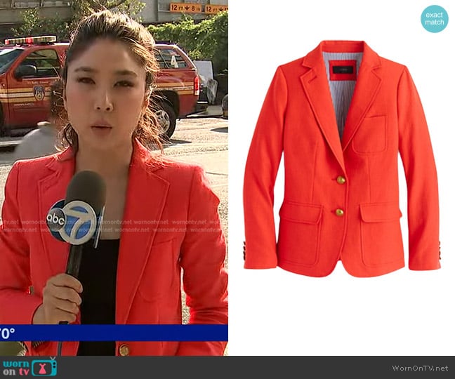 J. Crew Rhodes Linen Blazer worn by Janice Yu on Good Morning America