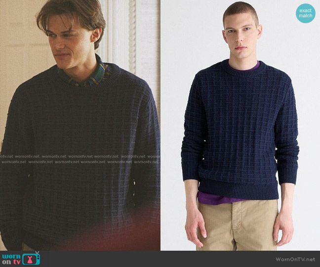 J. Crew Checkered Stitch Cotton Crewneck Sweater worn by Conrad (Christopher Briney) on The Summer I Turned Pretty