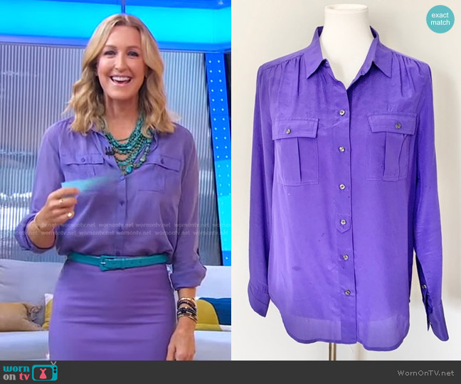 J. Crew Silk Button Down Collar Top worn by Lara Spencer on Good Morning America