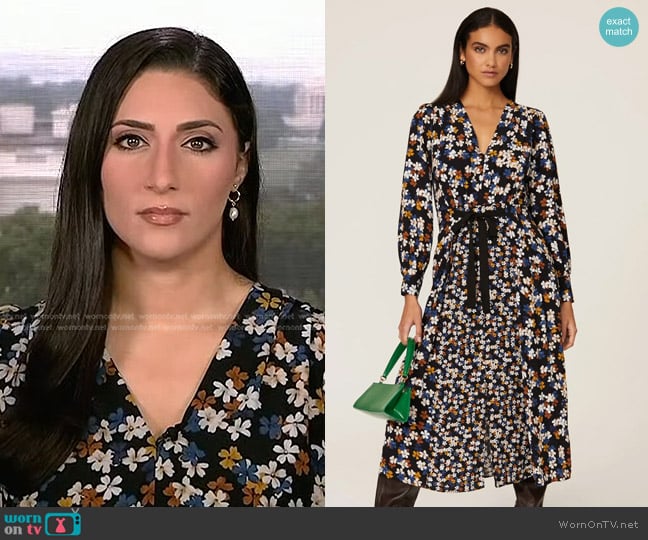 Jason Wu Collective Floral Tie Waist Midi Dress worn by Allie Raffa on NBC News Daily