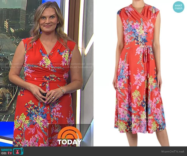 Julia Jordan Floral V-Neck Wrap Dress worn by Emily West on Today