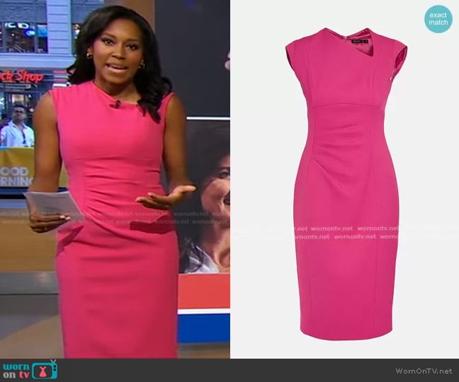 WornOnTV: Rachel’s pink asymmetric neck dress on Good Morning America ...