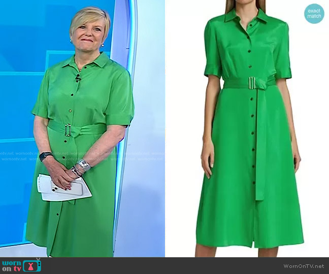 Lafayette 148 NY Georgette A-Line Belted Shirtdress worn by Anne Thompson on Today