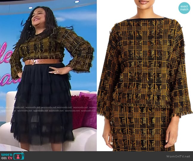 Lafayette 148 New York Boatneck Fringe Sweater worn by Michelle Buteau on Today