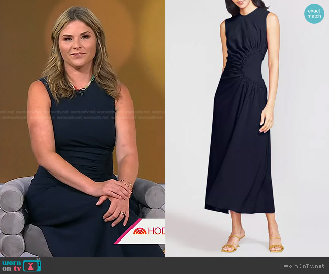 WornOnTV: Jenna’s navy ruched dress on Today | Jenna Bush Hager ...