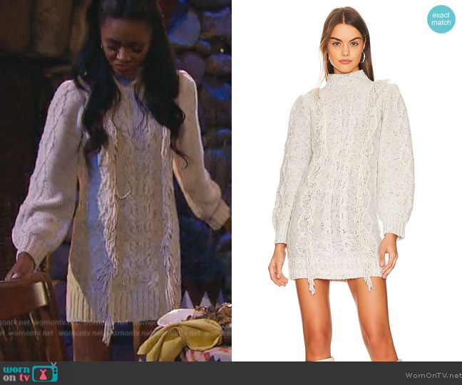 Line & Dot Daria Fringe Sweater Dress worn by Charity Lawson on The Bachelorette