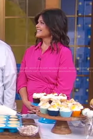 Liza Pereira’s pink wrap shirtdress on Good Morning America