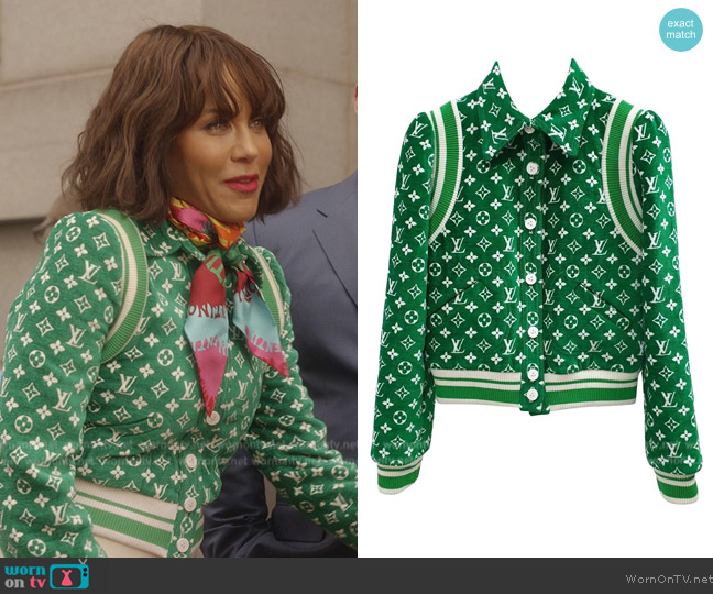 WornOnTV: Lisa's green monogram logo jacket on And Just Like That