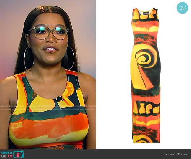 Louisa Ballou Sea Breeze-Print Maxi Dress worn by Keke Palmer on E! News