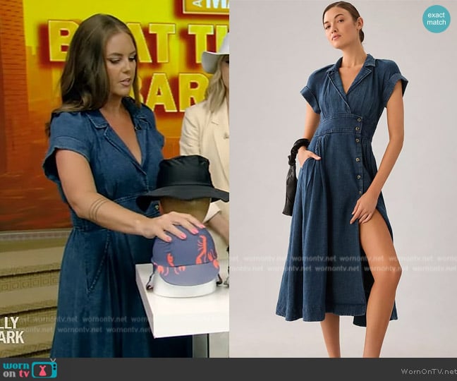 Maeve Maeve Denim V-Neck Wrap Dress worn by Monica Mangin on Live with Kelly and Mark