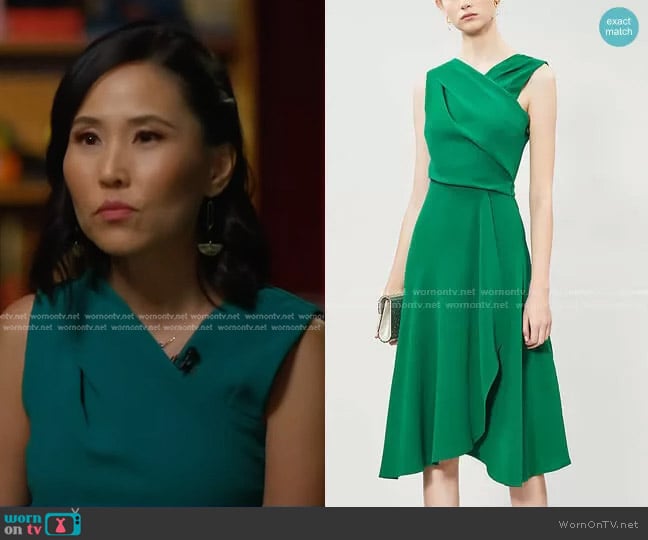 Reiss Marling Crepe Midi Dress worn by Vicky Nguyen on NBC News Daily