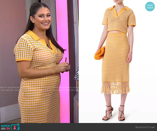 Derek Lam 10 Crosby Merlin Knit Polo Top and Emerie Skirt worn by Ashlee Glazer on Today