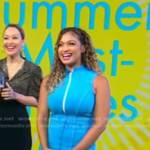 Milly Almodovar’s blue ribbed half zip dress on Good Morning America