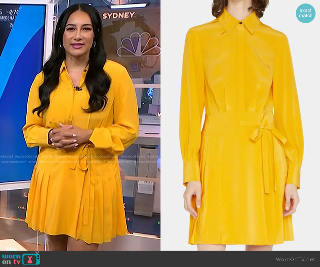 Jason Wu Pleated A-Line Shirtdress worn by Morgan Radford on NBC News Daily